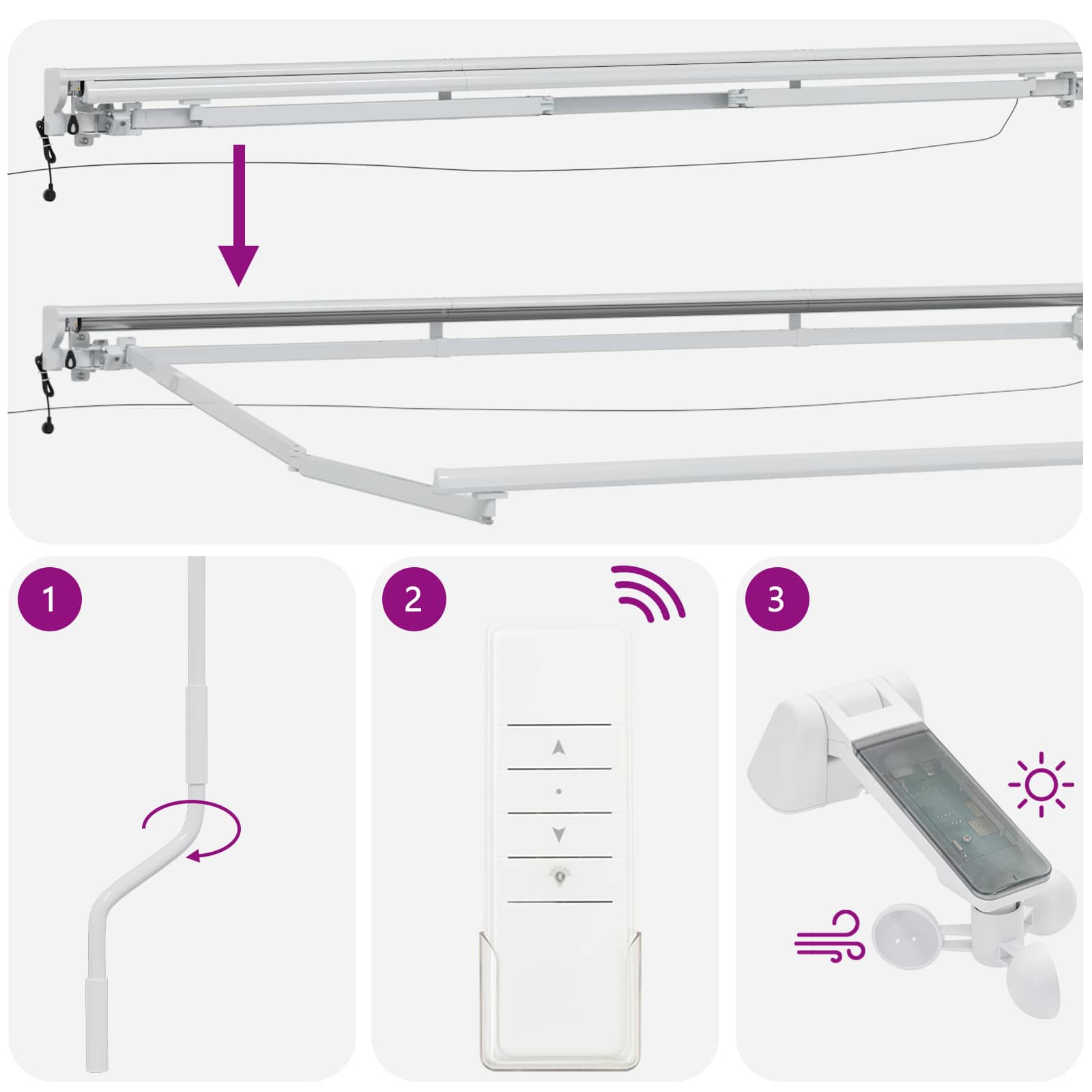 Elektromos napernyő keret LED-del Fehér 4 × 3,5 m Alumínium