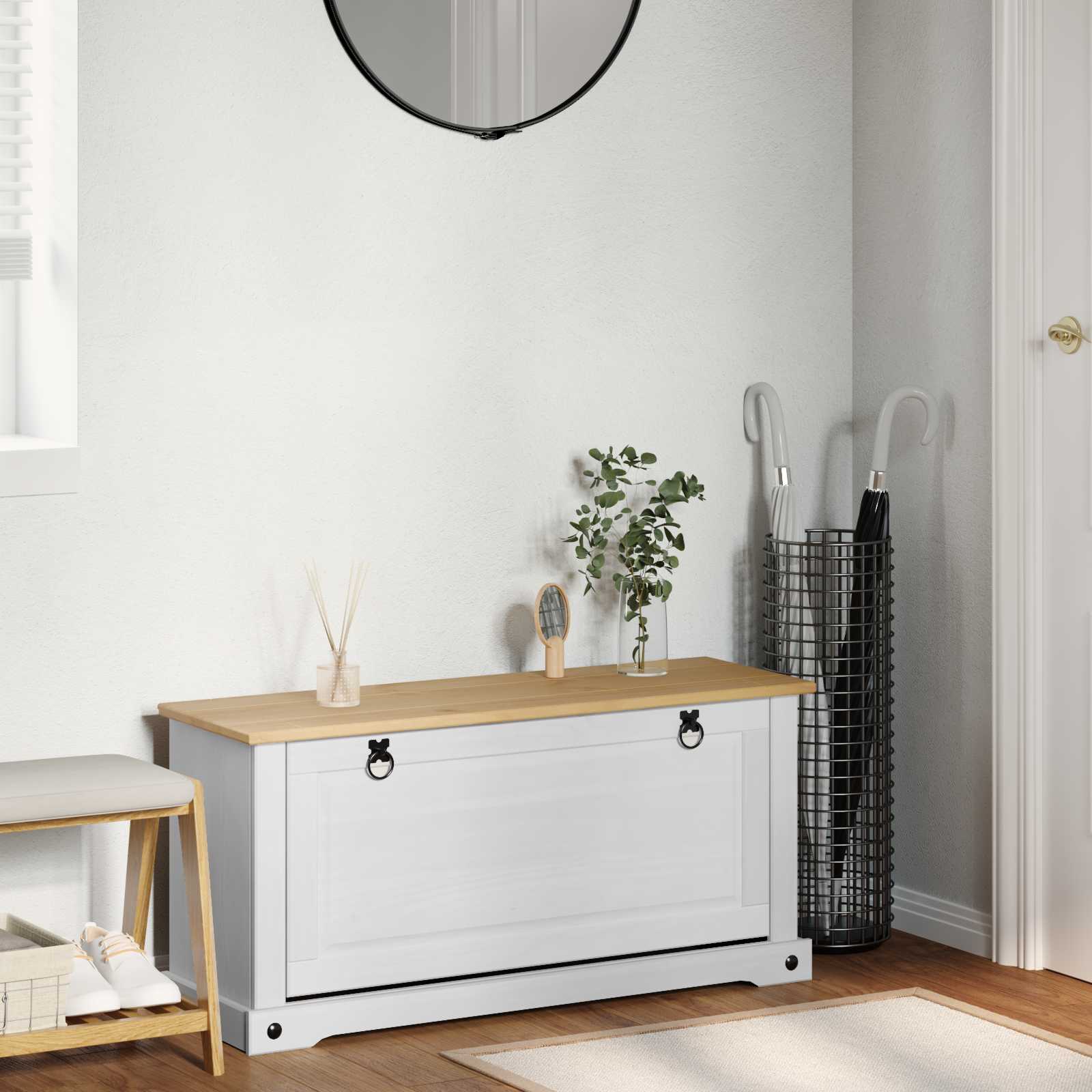 Cipőszekrény Corona Fehér 99 x 32 x 49 cm Tömör fenyőfa