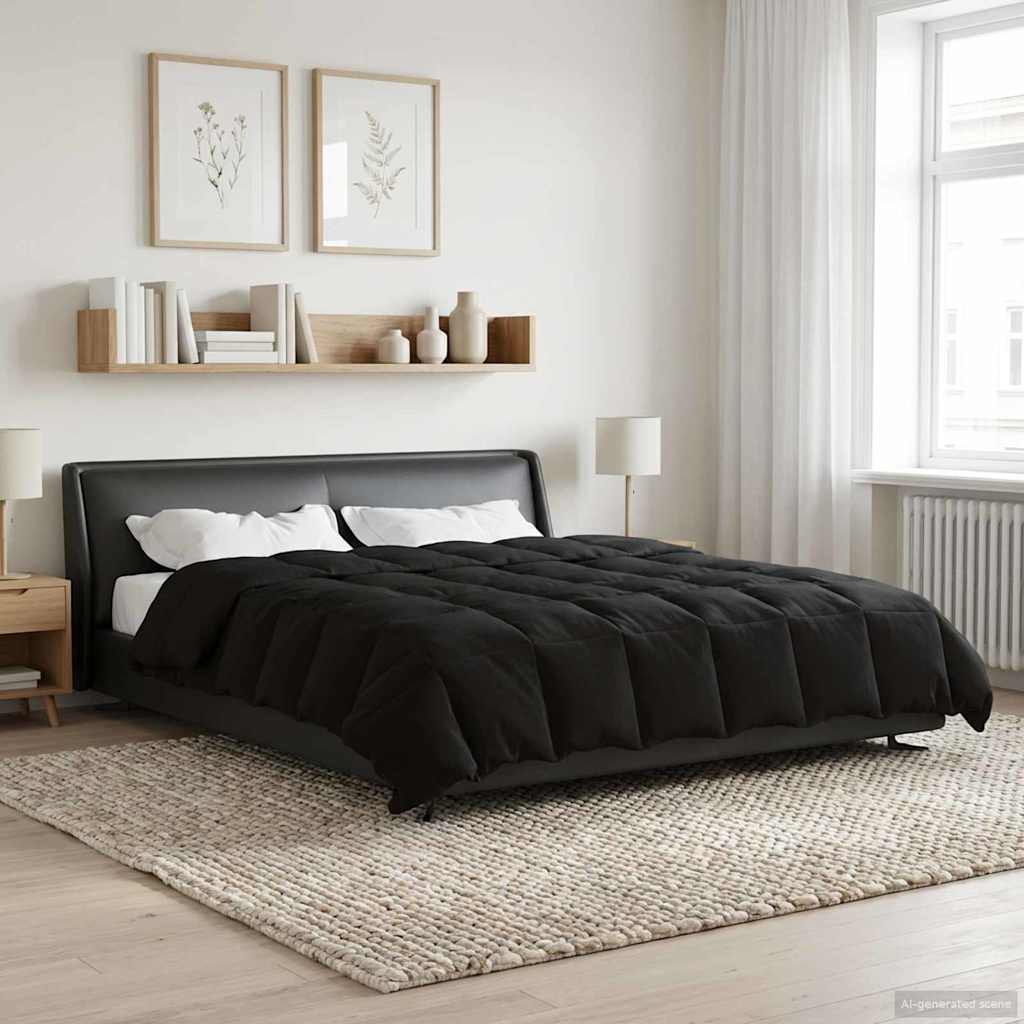 Teljes éves takaró Sövényes Fekete 220 x 260 cm Mikroszál