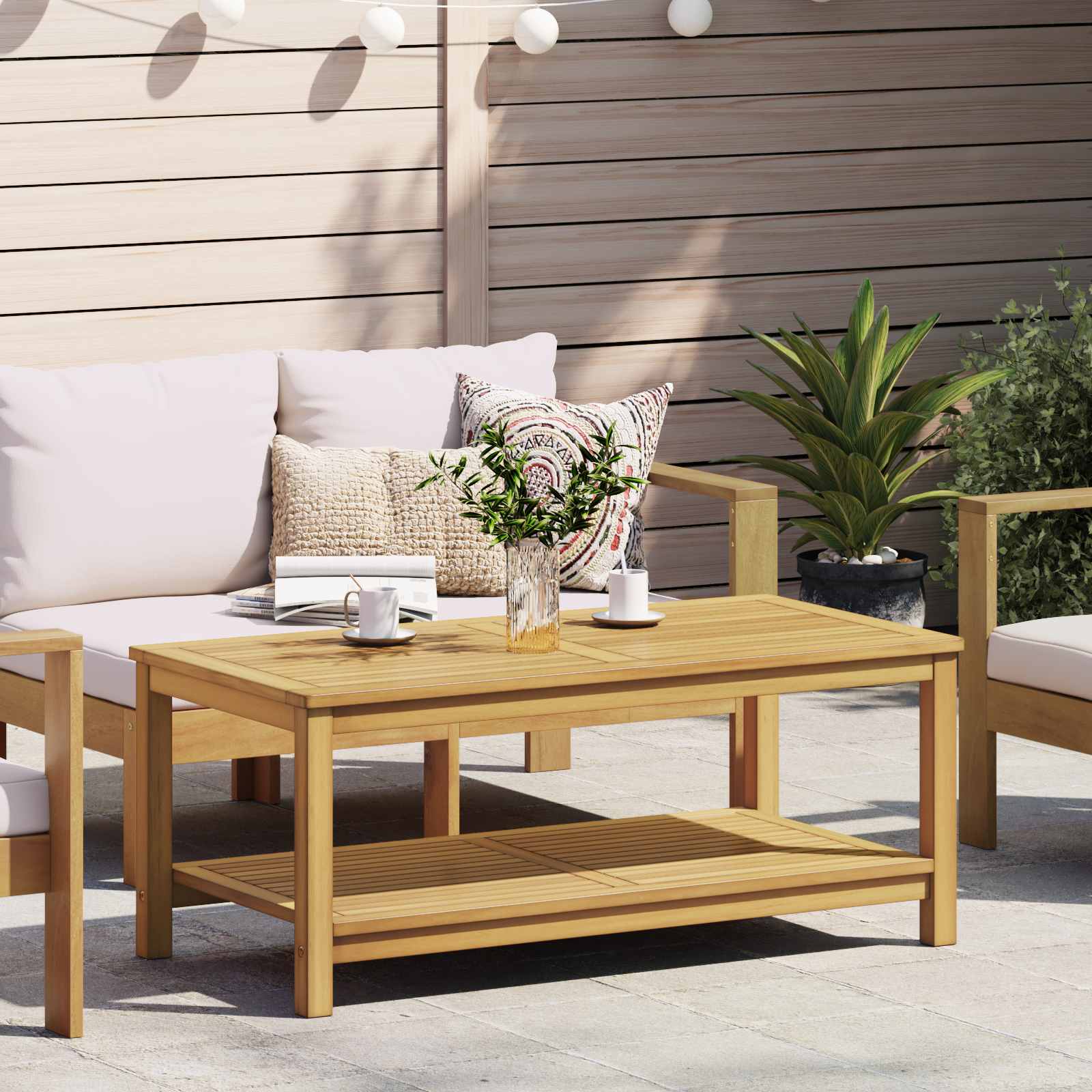 Oldal asztal Olaj Természetes 110 x 55 x 45 cm Tömör Akácfa