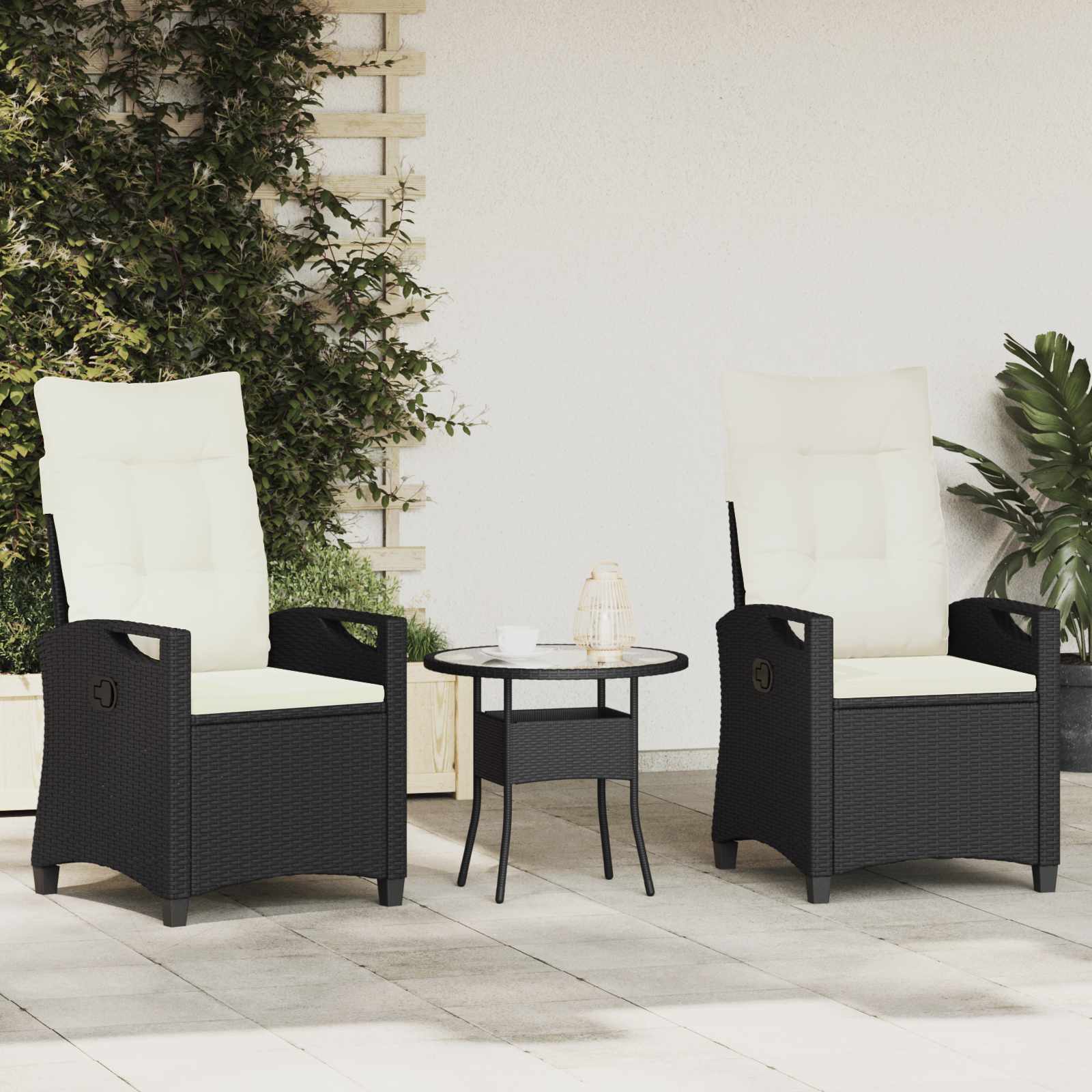 Kerti Szék 2 pcs Fekete és Krém 56 x 60 x 112 cm