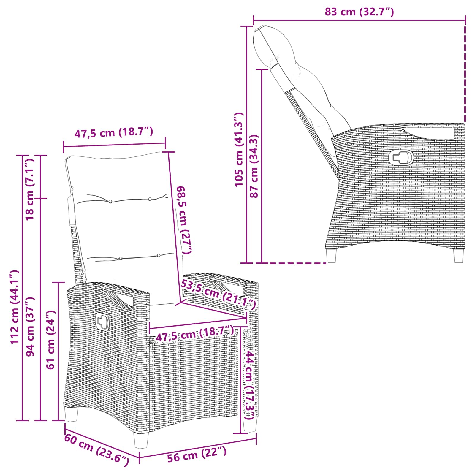 Kerti Szék 2 pcs Barna és Krém 56 x 60 x 112 cm