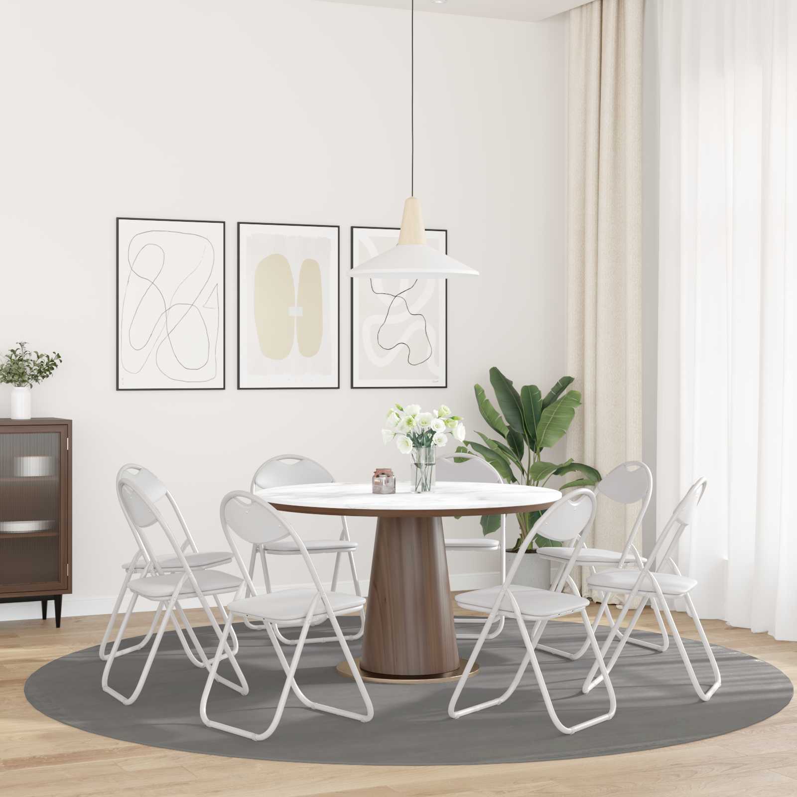 Összecsukható Étkezőszék 8 pcs Fehér 48 x 43,5 x 81 cm PVC acél