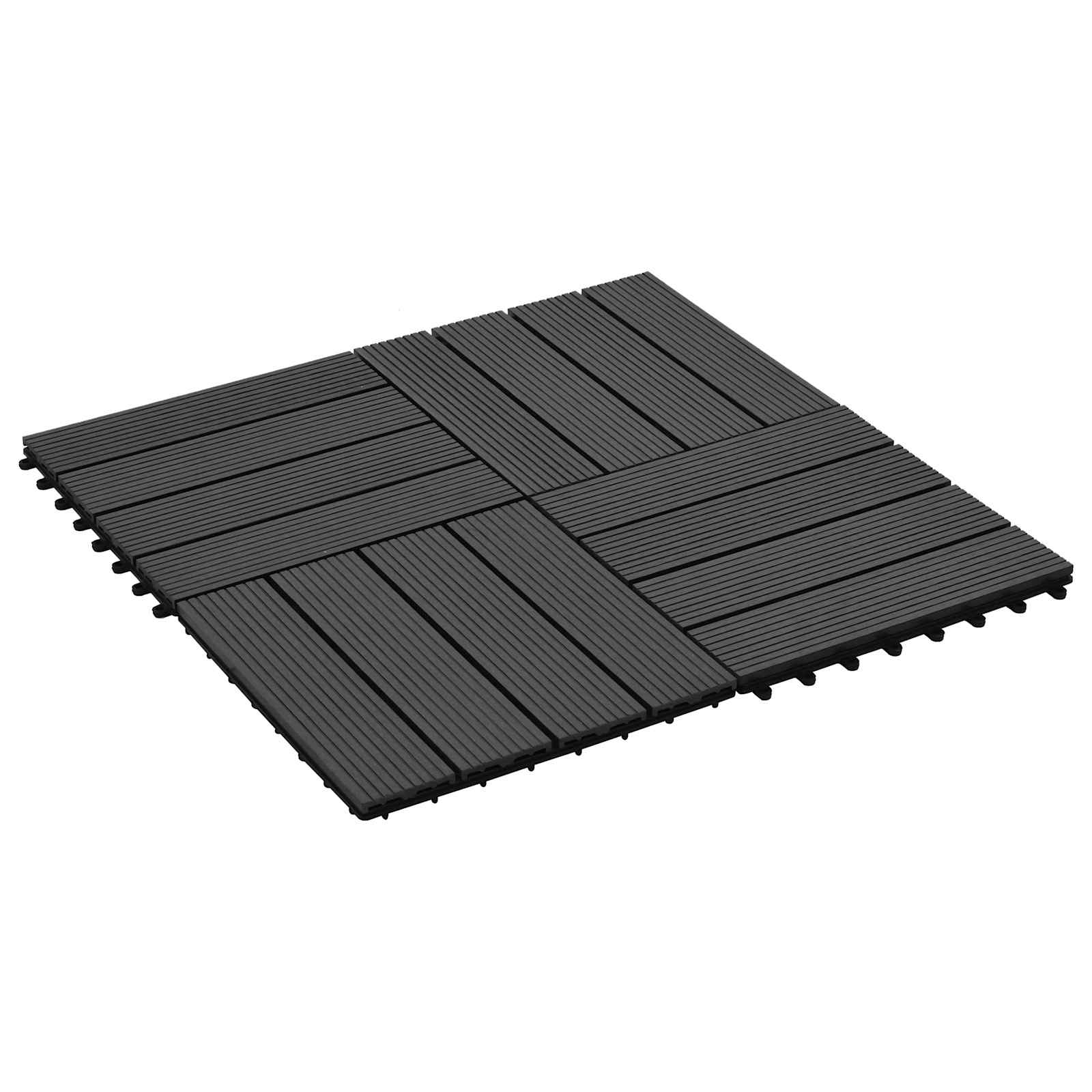 Faszegély járólap 11 pcs Fekete 30 x 30 cm WPC