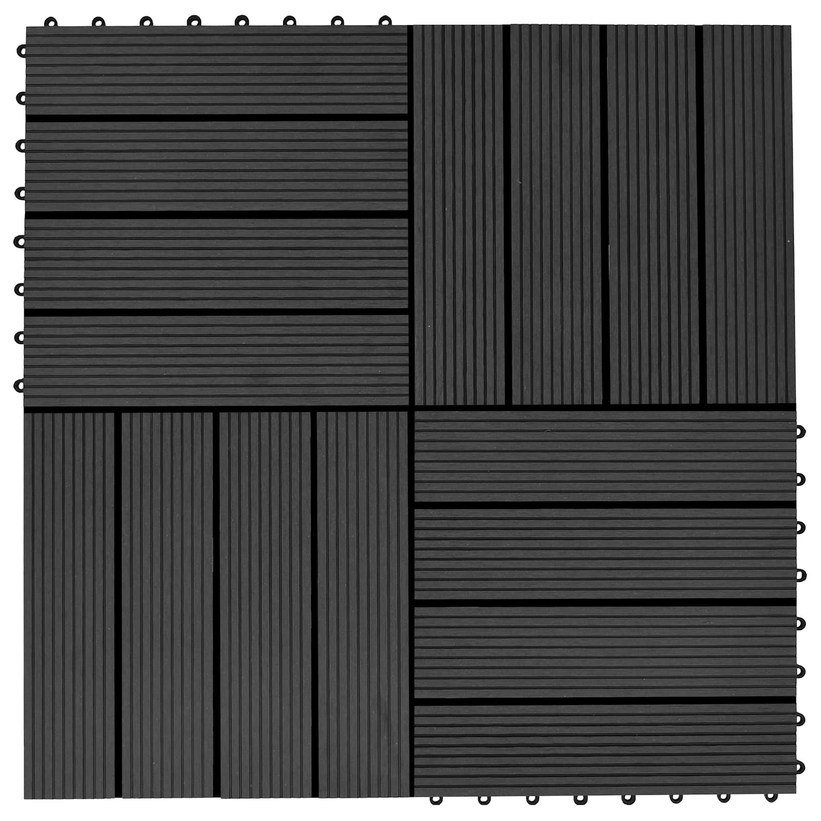 Faszegély járólap 11 pcs Fekete 30 x 30 cm WPC