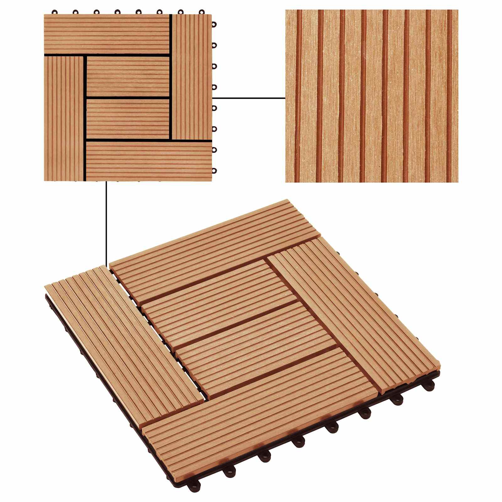 Faszegély járólap 11 pcs Tíkfa 30 x 30 cm WPC