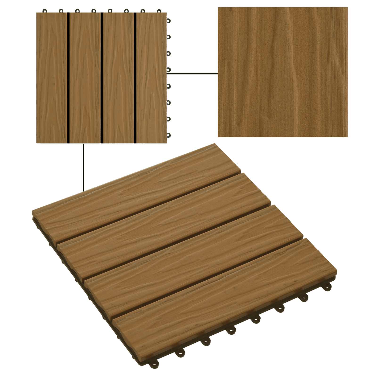 Faszegély járólap 3D Design 11 pcs Tíkfa 30 x 30 cm WPC