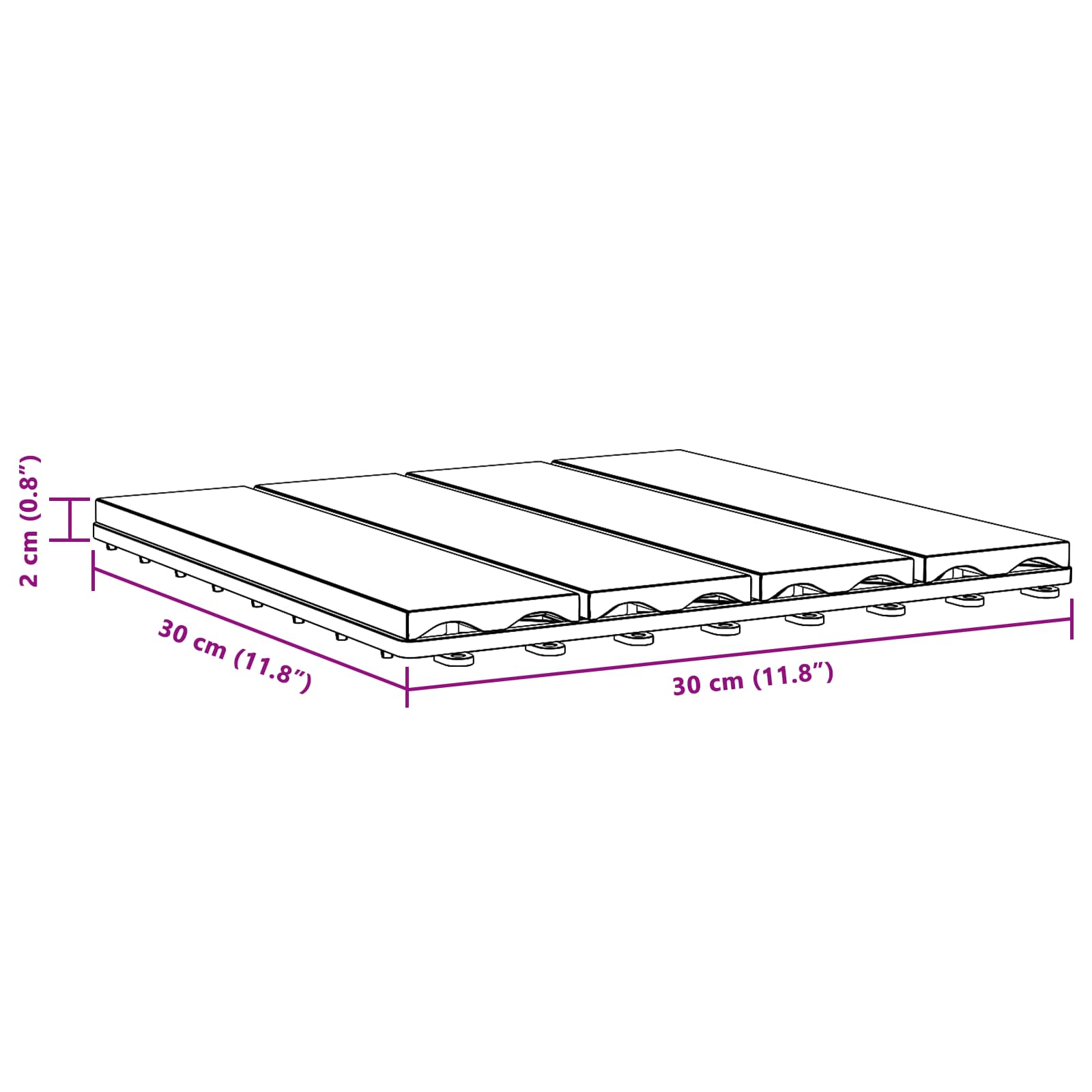 Faszegély járólap 3D Design 11 pcs Tíkfa 30 x 30 cm WPC