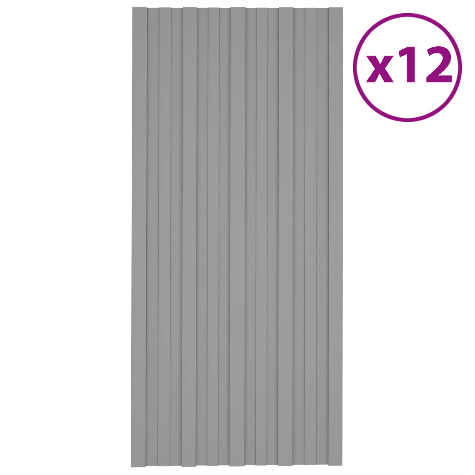 Tetőpanel 12 pcs Szürke 100 x 45 cm Horganyzott acél