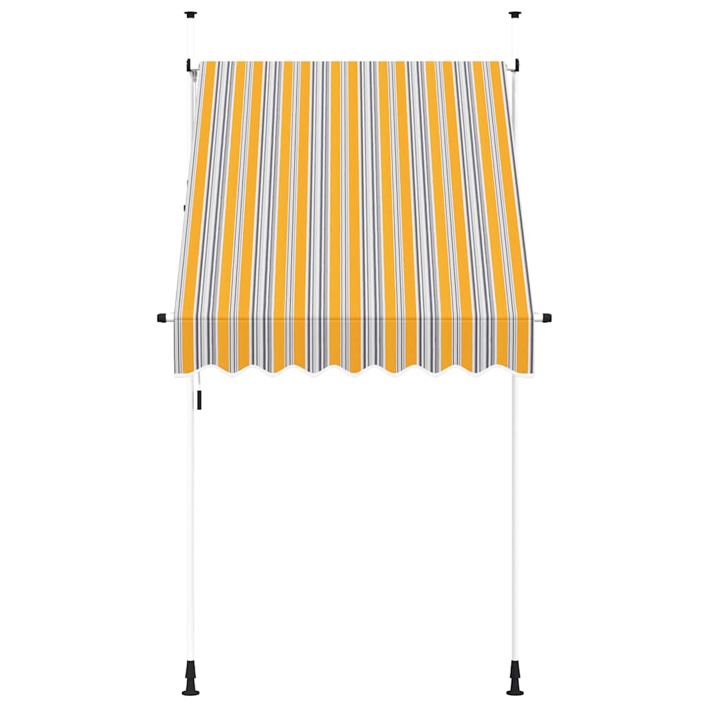 Manuális, feltekerhető napellenző kék-sárga csíkokkal 150 cm