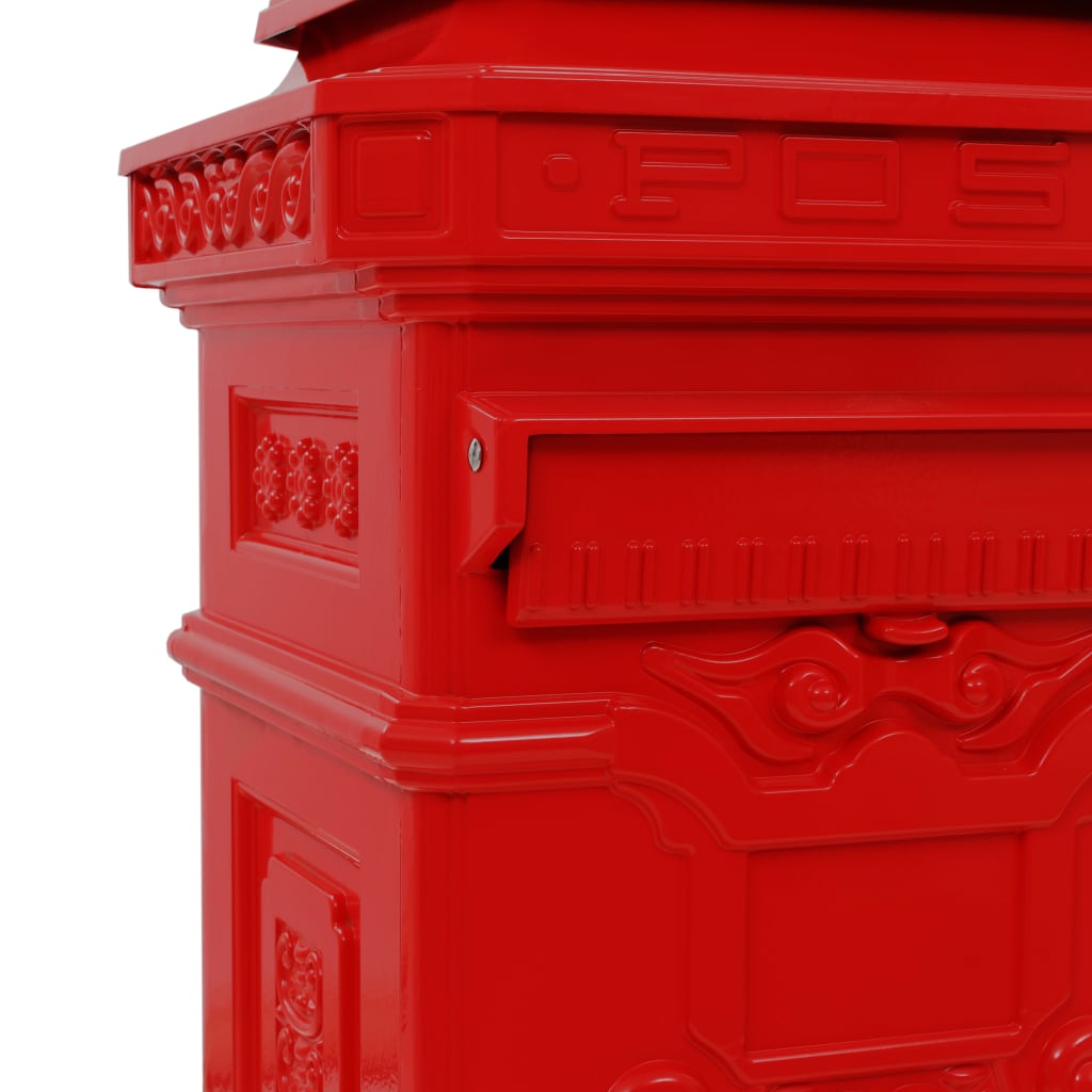 Piros, vintage, rozsdamentes alumínium álló postaláda