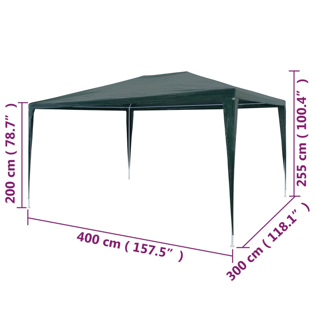 Zöld PE rendezvénysátor 3 x 4 m