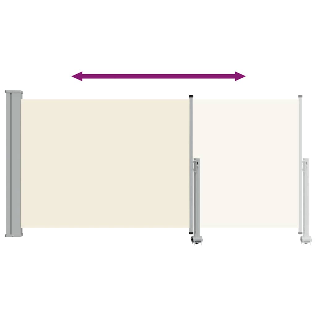 Krémszínű behúzható oldalsó terasz napellenző 120 x 300 cm