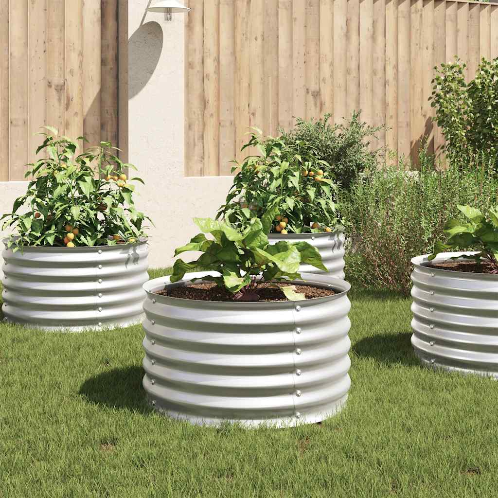 Ezüstszínű horganyzott acél kerti magaságyás 80 x 80 x 44 cm