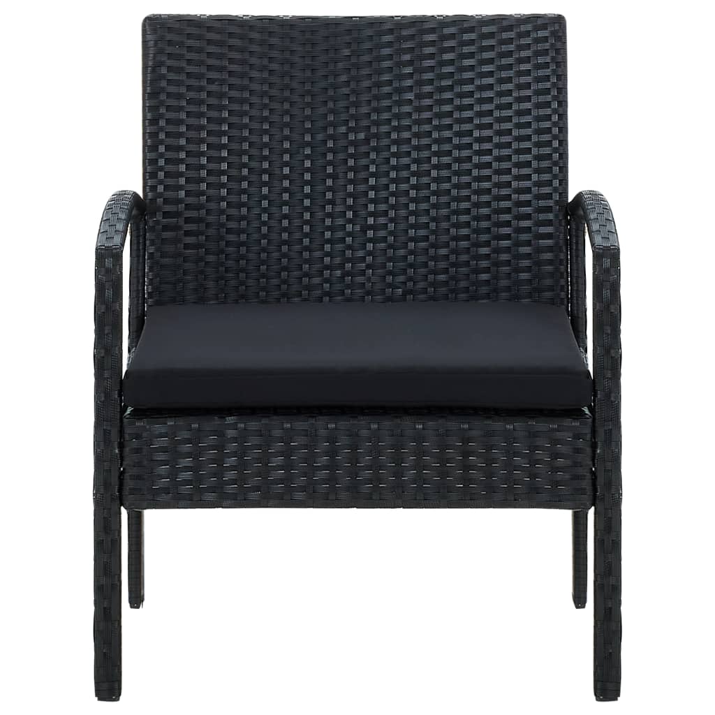 Fekete polyrattan kerti szék párnával