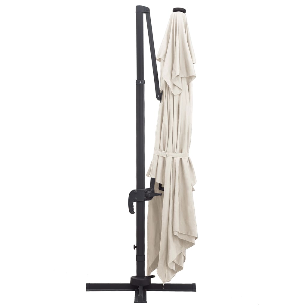 Homokszínű konzolos napernyő LED-del/alumínium rúddal 400x300cm