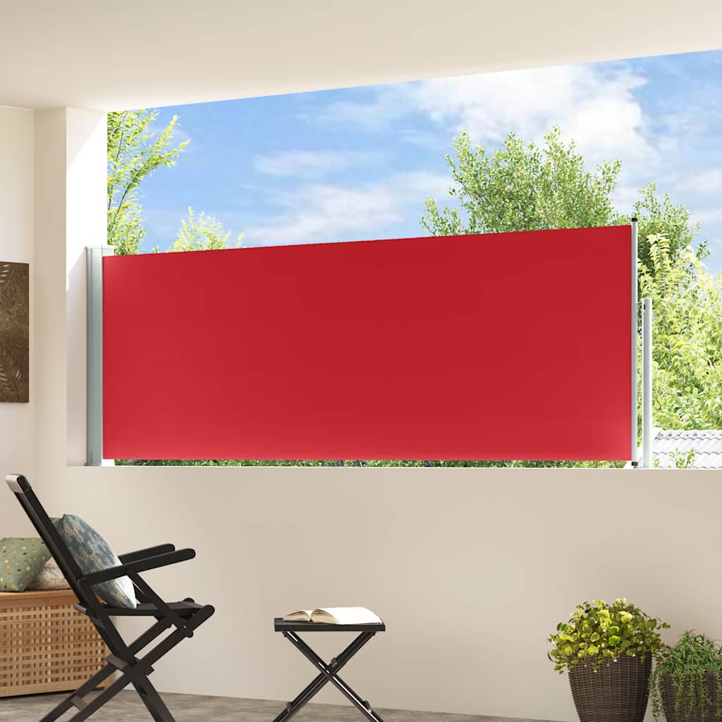 Piros behúzható oldalsó teraszi napellenző 100 x 300 cm