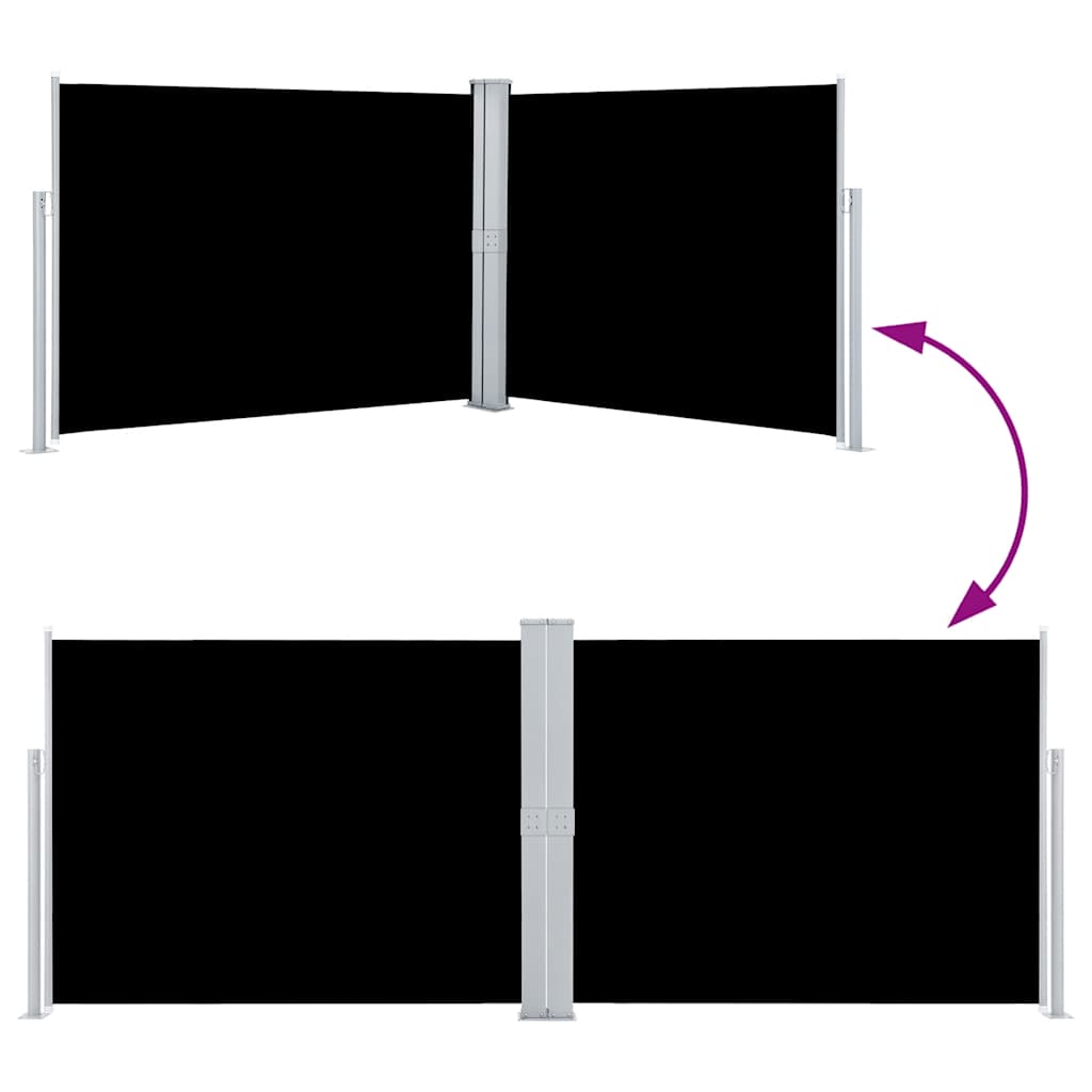 Fekete behúzható oldalsó napellenző 140 x 1000 cm 