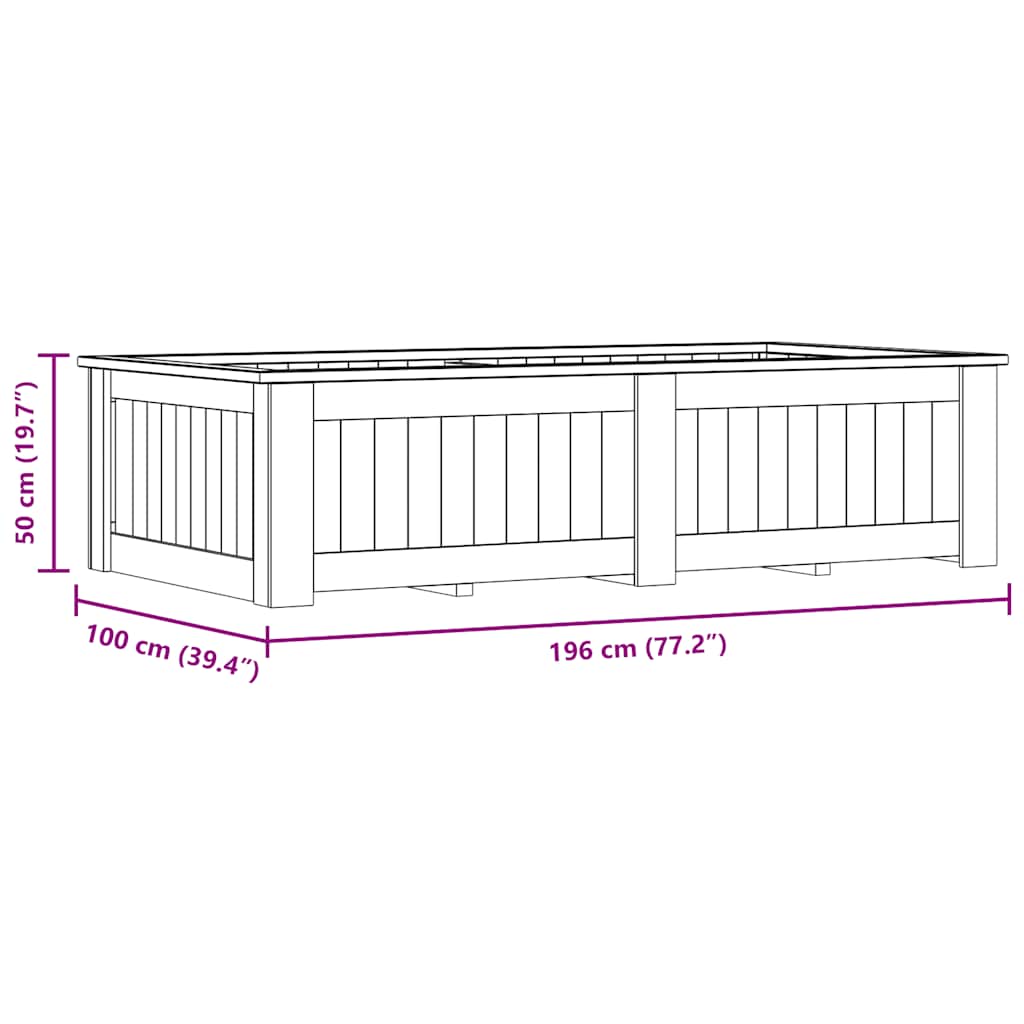 Impregnált fenyőfa magaságyás 196 x 100 x 50 cm