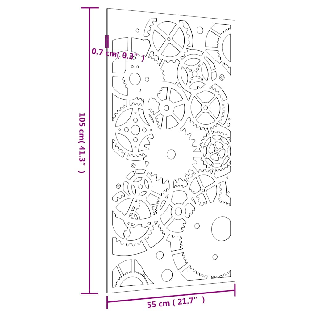 Fogaskerék mintás corten acél kerti faldísz 105 x 55 cm