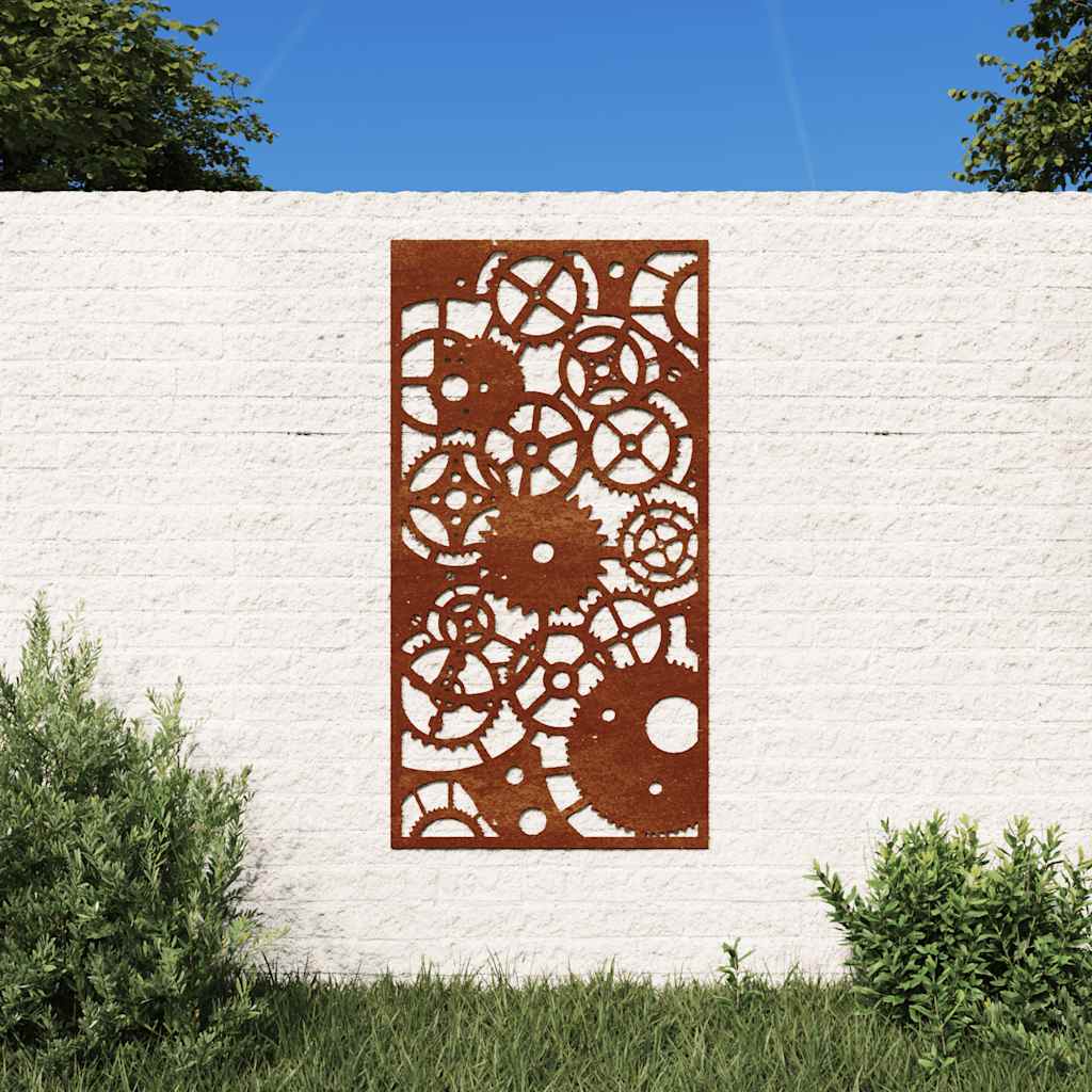 Fogaskerék mintás corten acél kerti faldísz 105 x 55 cm