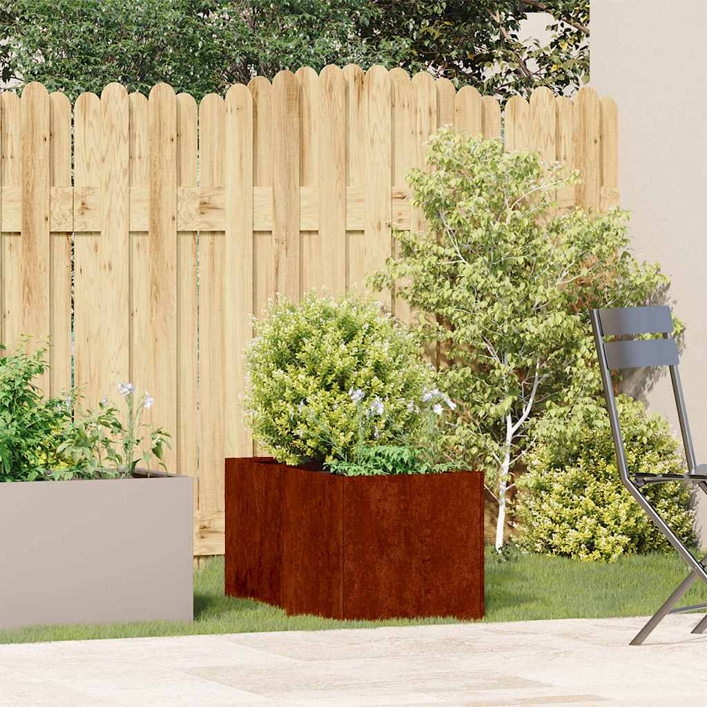 ültető rozsdás 40x80x40 cm időjárásálló acélból