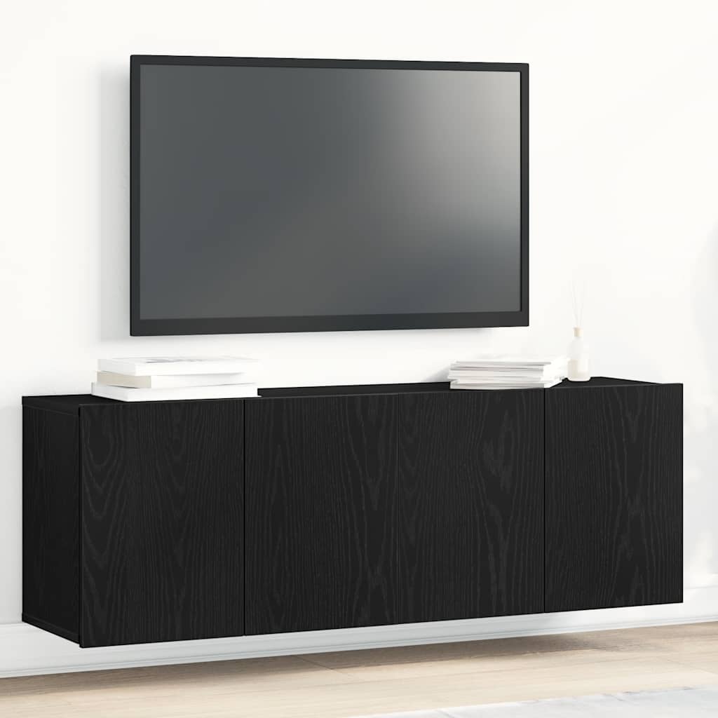 2 db fekete tölgyfa TV-szekrény 120 x 30 x 41 cm