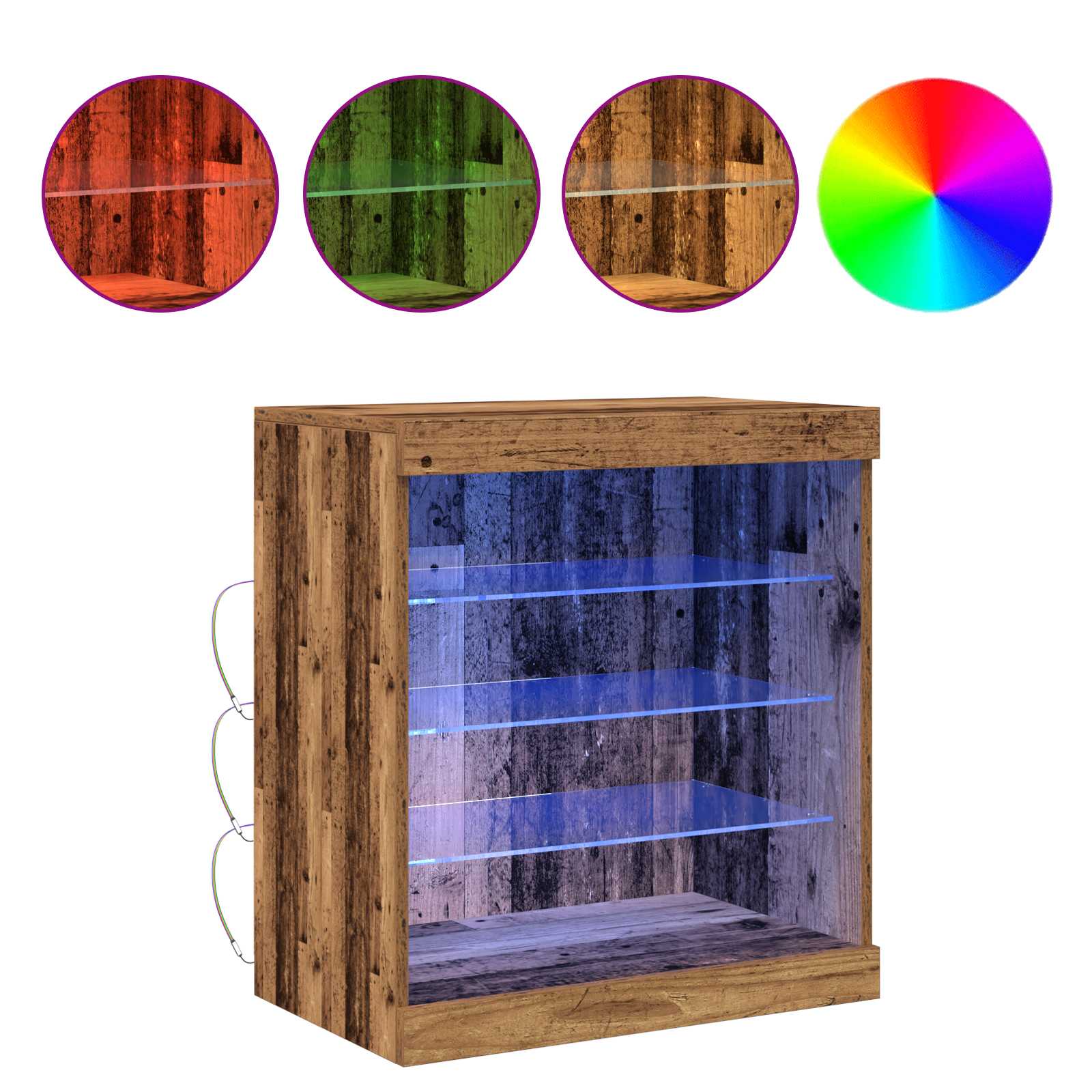 LED tálaló LED -es lámpákkal Öreg fa 60,5 x 37 x 67 cm Faanyag
