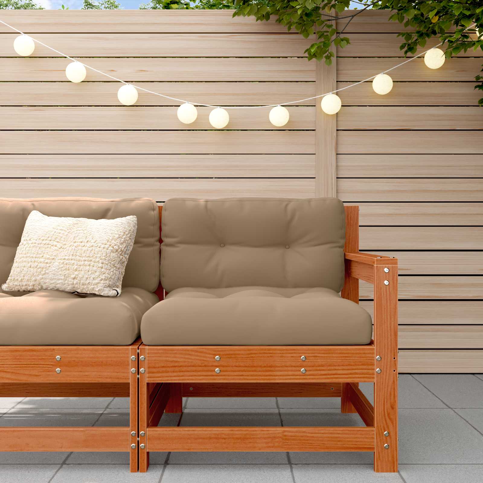 Kerti Sarokkanapé Tömör fenyő Viaszbarna