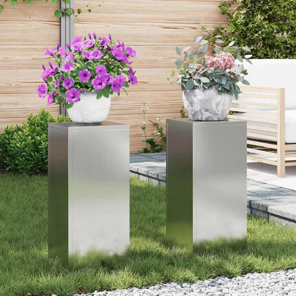 Növényállvány 2 pcs Ezüst 24 x 24 x 55 cm Horganyzott acél