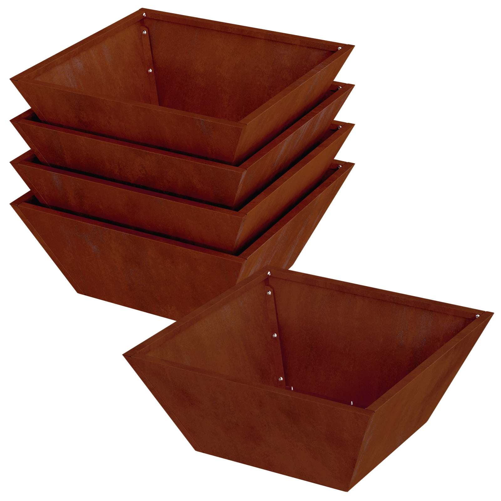 Kerti cserép 5 pcs Rozsdás 40 x 40 x 15 cm Időjárásálló acél
