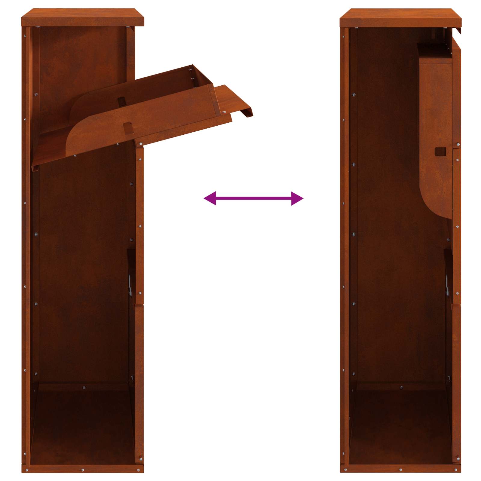 Csomagzáró doboz Rozsdás 44 x 22 x 82 cm Időjárásálló acél