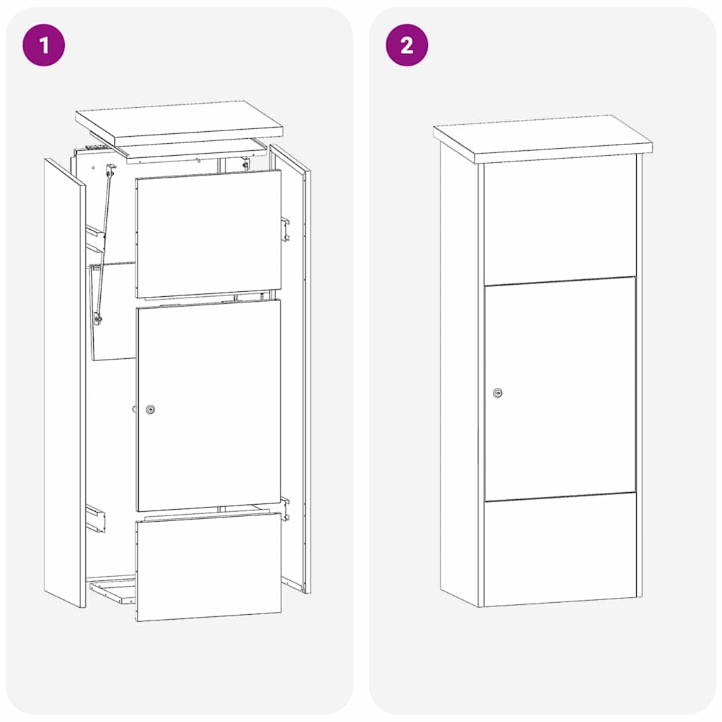 Csomagzáró doboz Fekete 44,5 x 29 x 110,5 cm Horganyzott acél