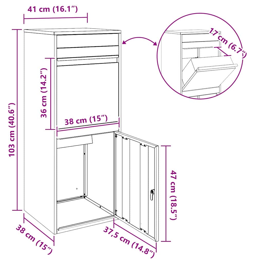 Csomagzáró doboz tárolóval Oliva zöld 41 x 38 x 103 cm Acél