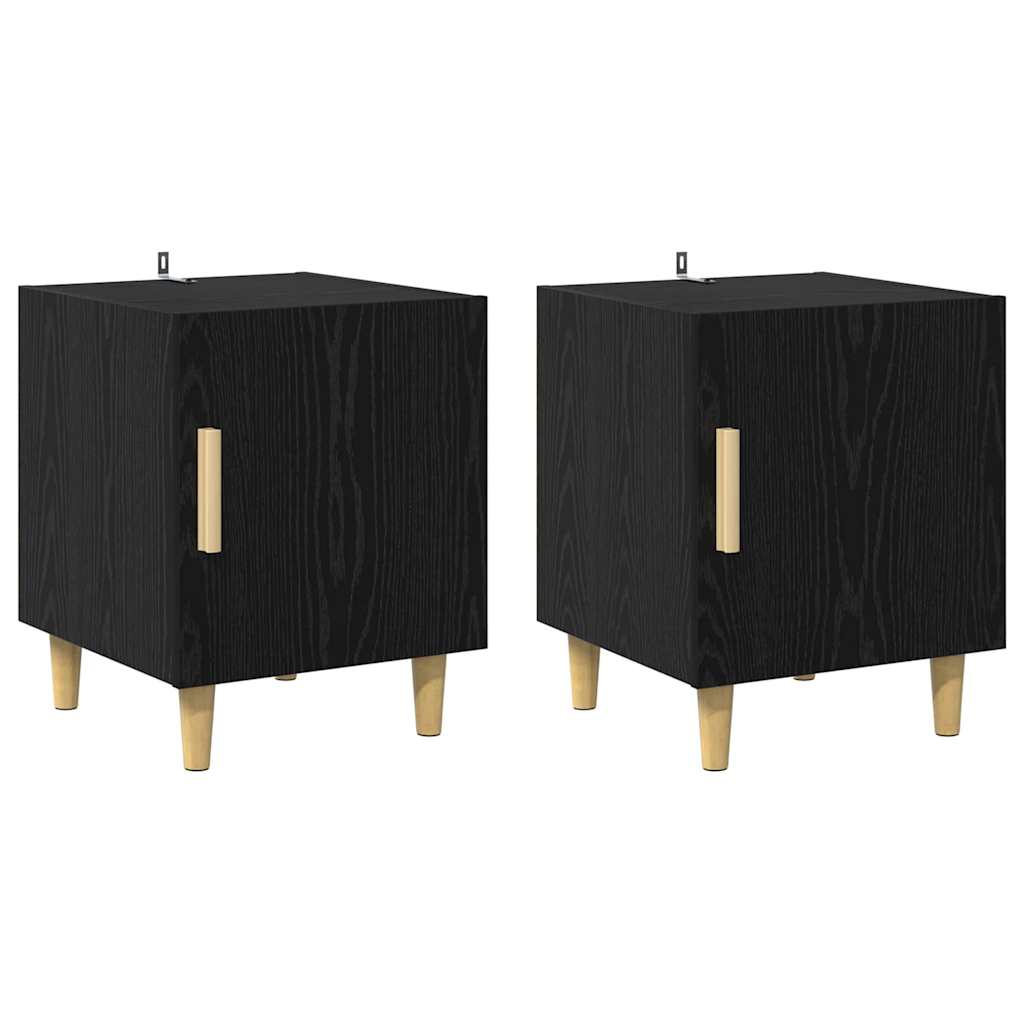 Éjjeliszekrény 2 pcs Fekete tölgy 40 x 40 x 50 cm Faanyag