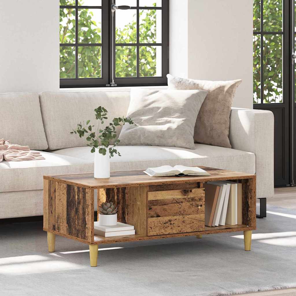 Dohányzóasztal fiókkal Öreg fa 90 x 50 x 26.5 cm Faanyag