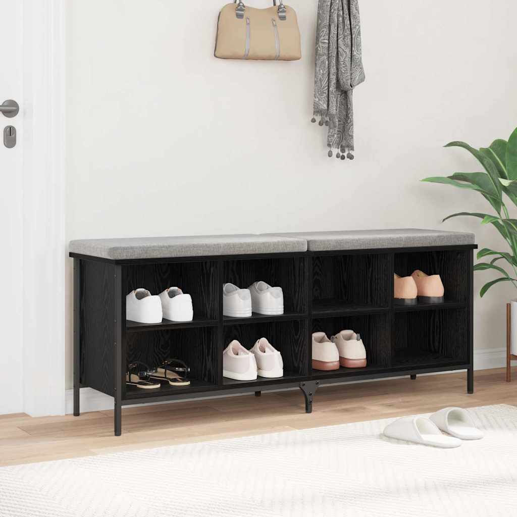 Cipőszekrény Fekete tölgy 131 x 35 x 50 cm Műszaki fa és vas