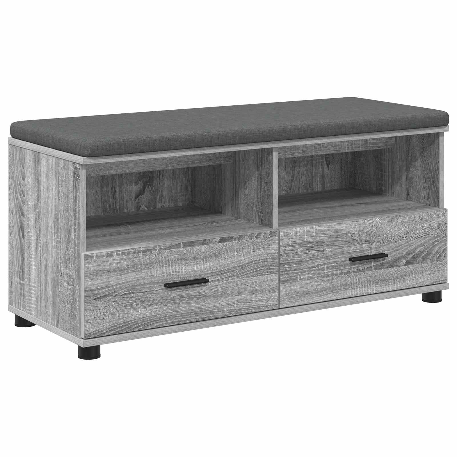 Előtér pad Szürke Sonoma 100 x 38 x 46 cm Műanyag Fa és Szövet