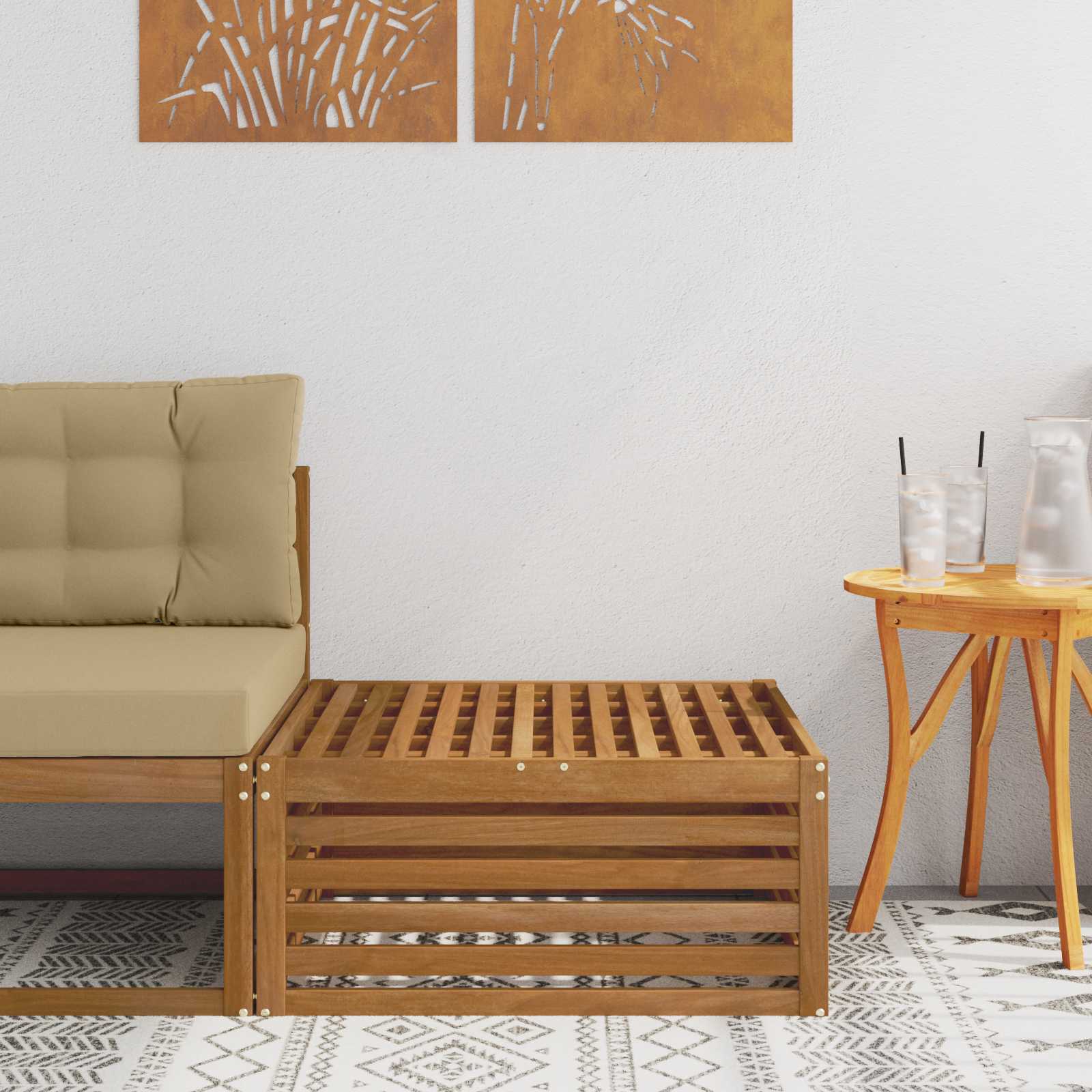 Kültéri lábtartó Természetes 79 x 79 x 37 cm Tömör Akácfa