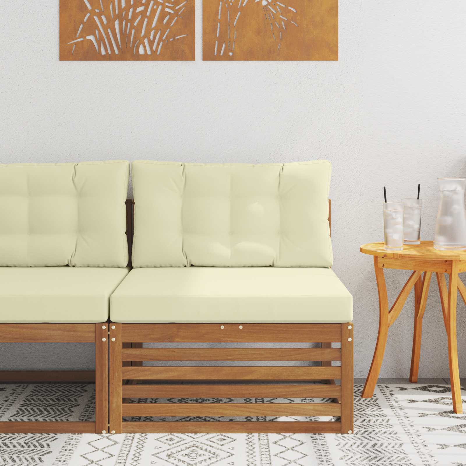 Kültéri Középső kanapé Tömör Akácfa Természetes