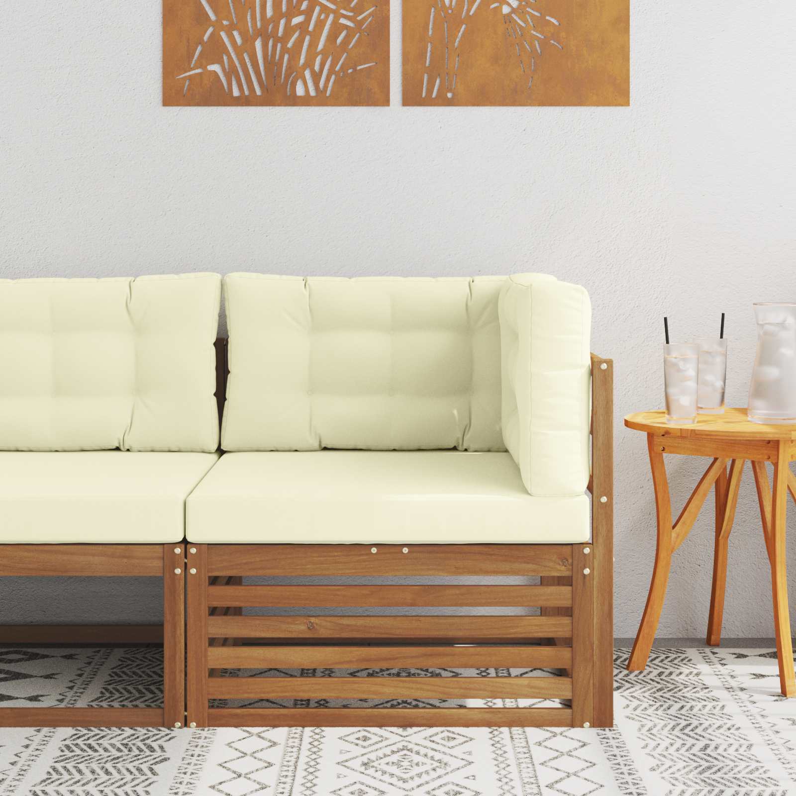 Külső Sarokkanapé Tömör Akácfa Természetes