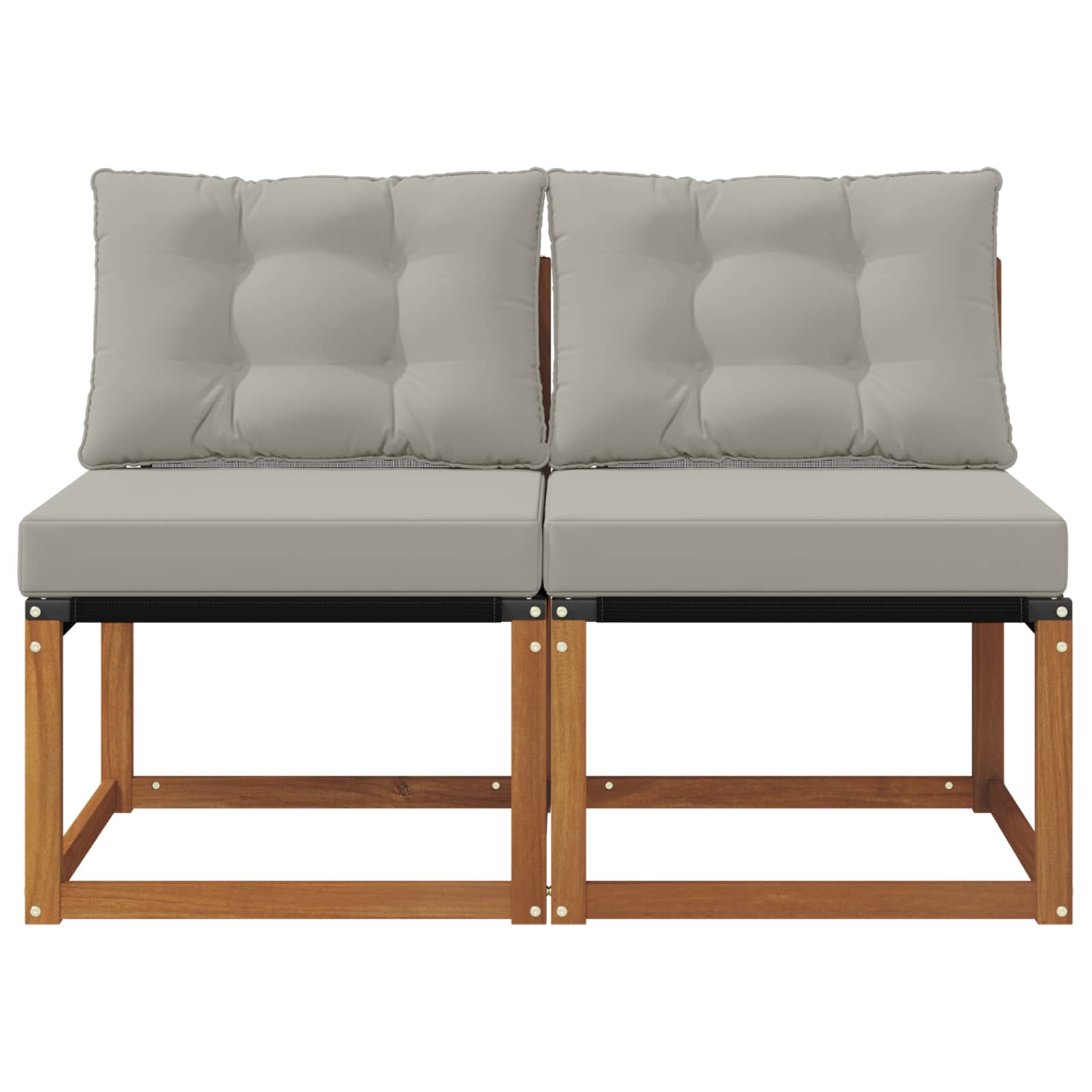 2 Darab Kültéri Középső kanapé Tömör akácfa és textilén szövet