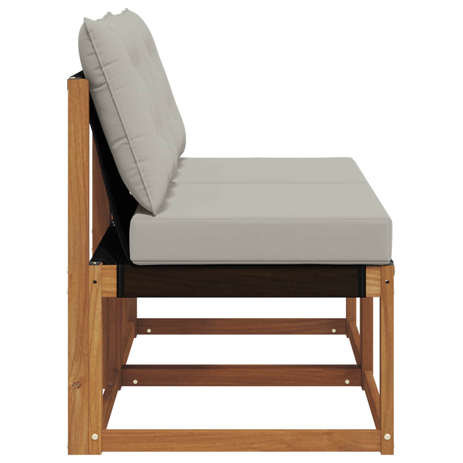 2 Darab Kültéri Középső kanapé Tömör akácfa és textilén szövet