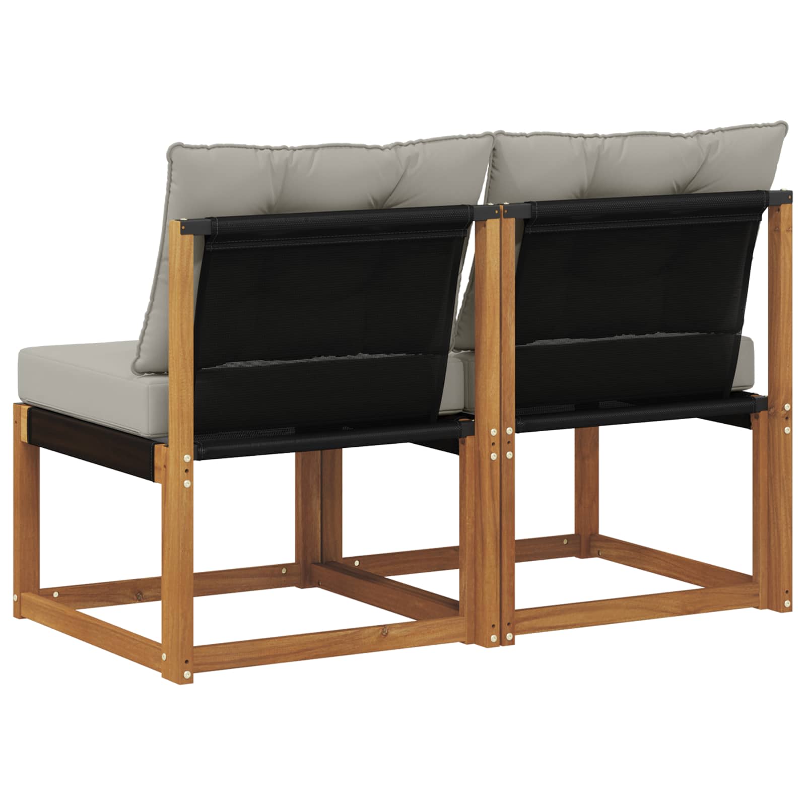 2 Darab Kültéri Középső kanapé Tömör akácfa és textilén szövet