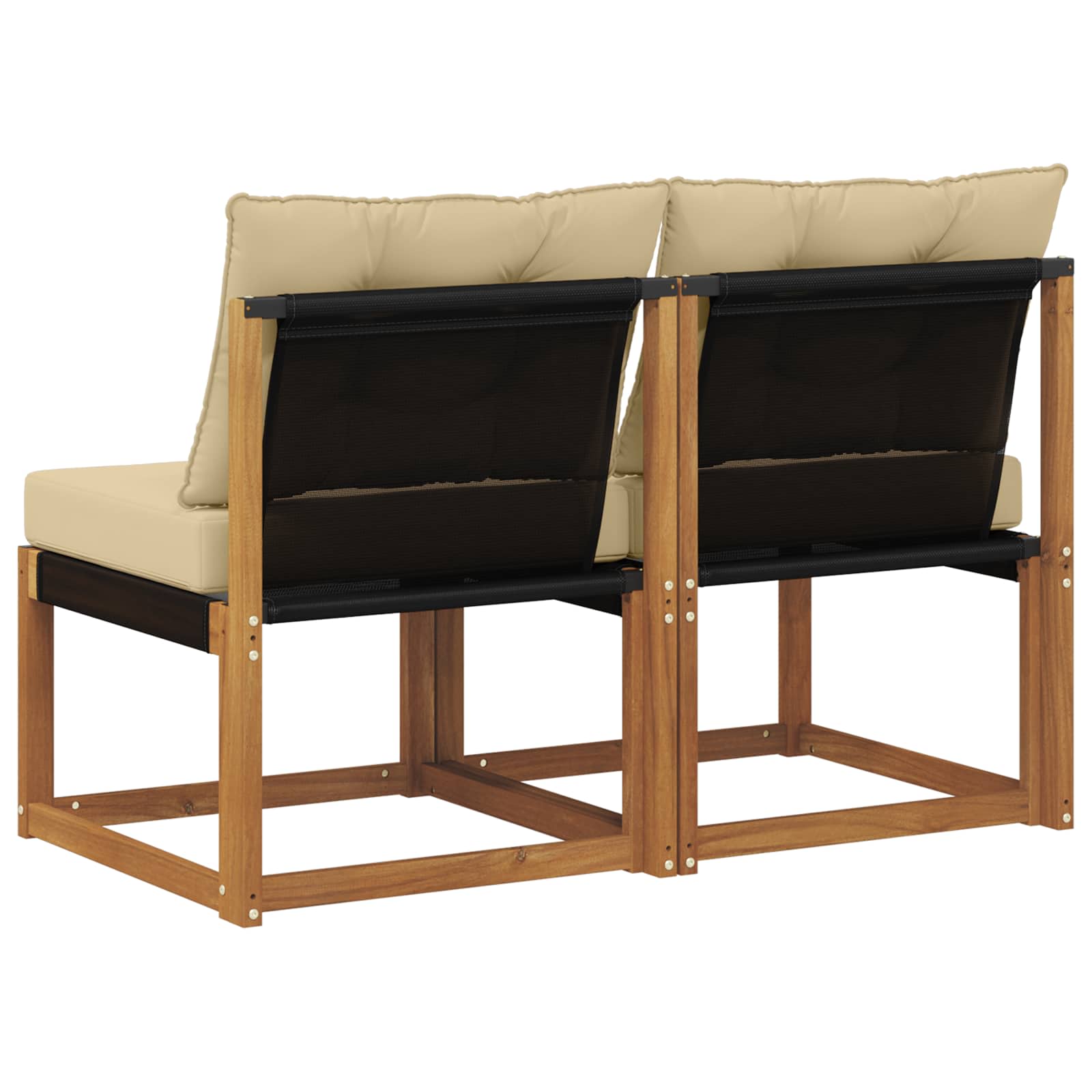 2 Darab Kültéri Középső kanapé Tömör akácfa és textilén szövet