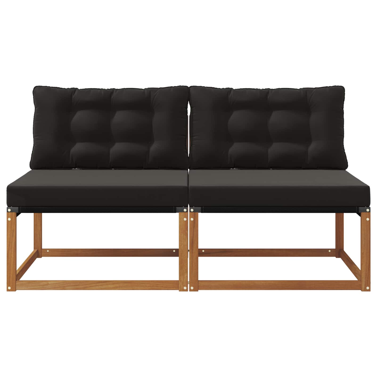 2 Darab Kültéri középső kanapé Tömör Akácfa Természetes