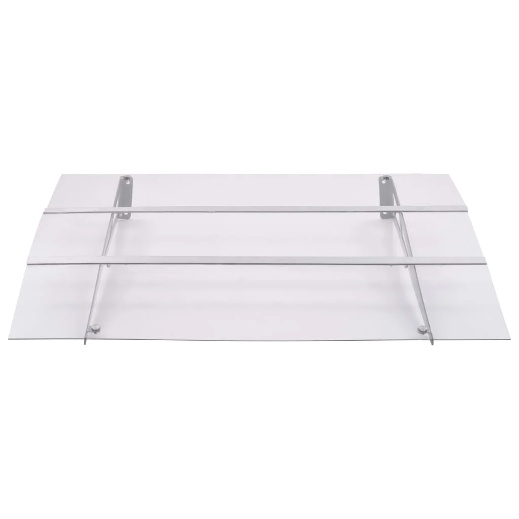 Ezüstszínű és átlátszó polikarbonát ajtó előtető 120 x 90 cm  