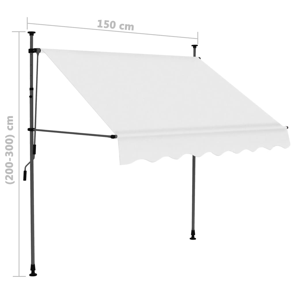 Krémszínű kézzel kihúzható LED-es napellenző 150 cm