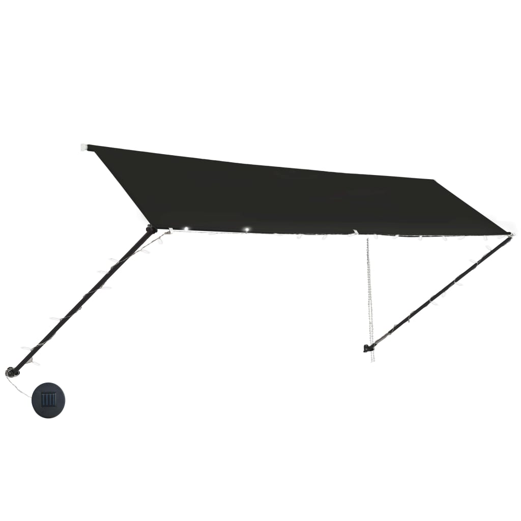 Feltekerhető antracitszürke napellenző LED-del 400 x 150 cm