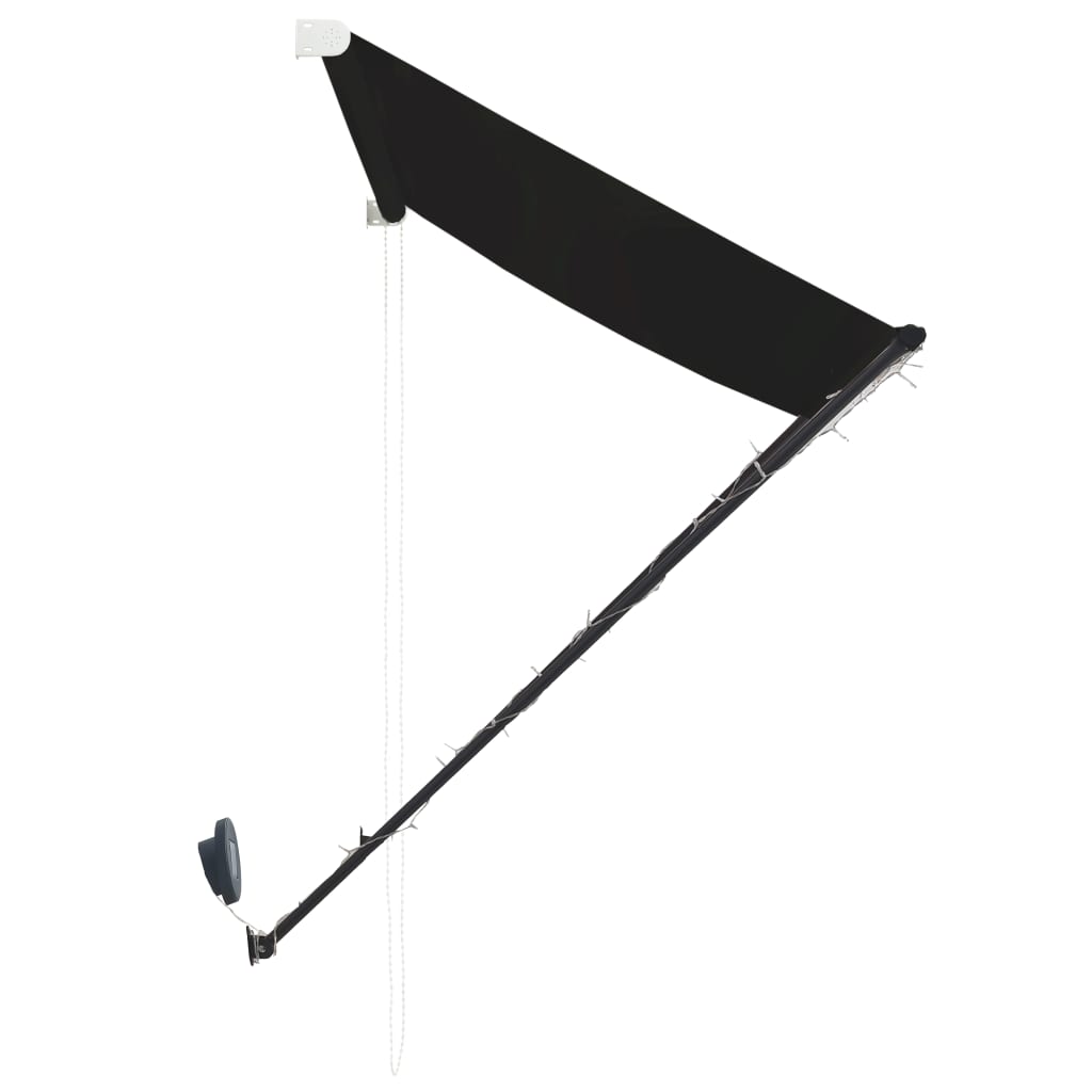 Feltekerhető antracitszürke napellenző LED-del 400 x 150 cm